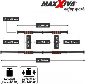 Maxxiva MAXXIVA Drążek do ćwiczeń, 63-100 cm, czarno-pomarańczowa 3