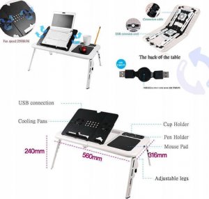 Podstawka chłodząca Tech-Led STOLIK PODSTAWKA CHŁODZĄCA POD LAPTOPA SKŁADANY 6