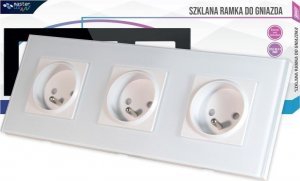 Masterled Gniazdo 230V/16A z ramką potrójne szklane białe lub czarne Gniazdo 230V/16A z ramką potrójne szklane białe lub czarne 2