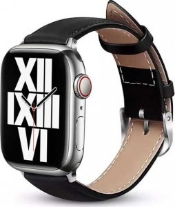 Crong Noble Band - Pasek z naturalnej skóry do Apple Watch 42/44/45/49 mm (Black Noir) 2