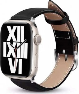 Crong Noble Band - Pasek z naturalnej skóry do Apple Watch 42/44/45/49 mm (Black Noir) 3