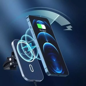Choetech Choetech zestaw samochodowy uchwyt magnetyczny indukcyjna ładowarka Qi 15W (kompatybilna z MagSafe) 1m czarny (T200-F) + ładowarka samochodowa USB / USB Typ C 4