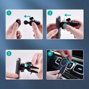 Choetech Choetech zestaw samochodowy uchwyt magnetyczny indukcyjna ładowarka Qi 15W (kompatybilna z MagSafe) 1m czarny (T200-F) + ładowarka samochodowa USB / USB Typ C 8