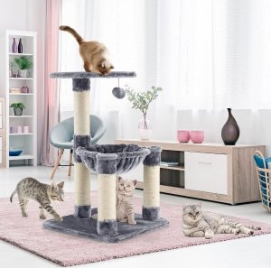 Costway Wielopoziomowy drapak dla kota z hamakiem 64 cm 5