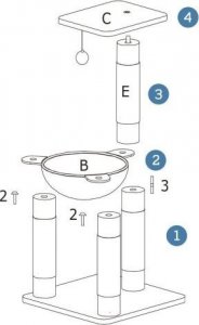 Costway Wielopoziomowy drapak dla kota z hamakiem 64 cm 8