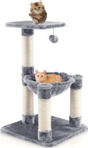 Costway Wielopoziomowy drapak dla kota z hamakiem 64 cm 9