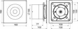 AWENTA Wentylator łazienkowy Loop Awenta WL100H fi100mm 42/70m3/h 4/6W 230V z czujnikiem wilgotności biały 7