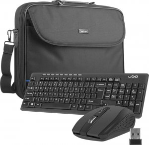 Klawiatura + mysz Natec Zestaw bezprzewodowy UGO ETNA CW110 US klawiatura + mysz 2.4GHZ + torba na laptopa NATEC IMPALA 15.6" 12