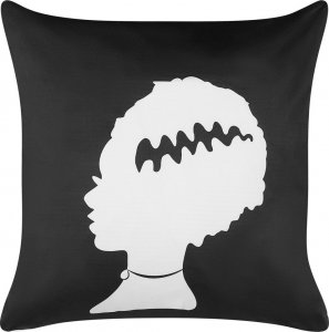 Beliani Lumarko Welurowa poduszka dekoracyjna z motywem w potwora 45 x 45 cm czarna z białym MANDEVILLA! 1
