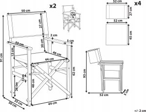 Beliani Zestaw 2 krzeseł ogrodowych akacjowy ciemne drewno z białym / wzór w oliwki CINE! 3
