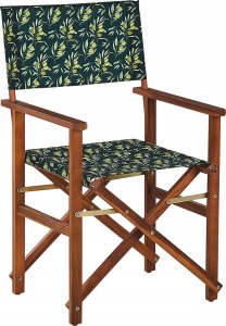 Beliani Zestaw 2 krzeseł ogrodowych akacjowy ciemne drewno z białym / wzór w oliwki CINE! 5