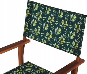 Beliani Zestaw 2 krzeseł ogrodowych akacjowy ciemne drewno z białym / wzór w oliwki CINE! 6