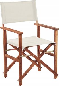 Beliani Zestaw 2 krzeseł ogrodowych akacjowy ciemne drewno z białym / wzór w oliwki CINE! 7