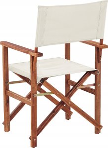 Beliani Zestaw 2 krzeseł ogrodowych akacjowy ciemne drewno z białym / wzór w oliwki CINE! 8