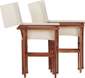 Beliani Zestaw 2 krzeseł ogrodowych akacjowy ciemne drewno z białym / wzór w oliwki CINE! 9