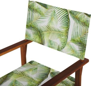 Beliani Zestaw 2 krzeseł ogrodowych akacjowy ciemne drewno z białym / wzór w tropikalne liście CINE! 5