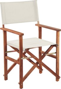 Beliani Zestaw 2 krzeseł ogrodowych akacjowy ciemne drewno z białym / wzór w tropikalne liście CINE! 6