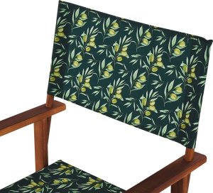 Beliani Zestaw 2 krzeseł ogrodowych akacjowy ciemne drewno z szarym / wzór w oliwki CINE! 5