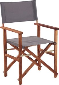 Beliani Zestaw 2 krzeseł ogrodowych akacjowy ciemne drewno z szarym / wzór w oliwki CINE! 6