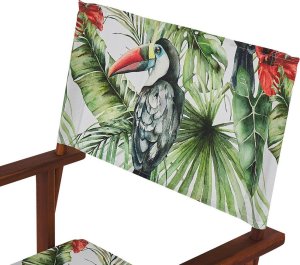 Beliani Zestaw 2 krzeseł ogrodowych akacjowy ciemne drewno z szarym / wzór w tukany CINE! 5