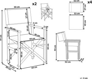 Beliani Zestaw 2 krzeseł ogrodowych akacjowy ciemne drewno z szarym / wzór w tukany CINE! 9