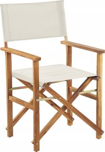 Beliani Zestaw 2 krzeseł ogrodowych akacjowy jasne drewno z białym / wzór w plamy CINE! 6