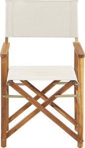 Beliani Zestaw 2 krzeseł ogrodowych akacjowy jasne drewno z białym / wzór w oliwki CINE! 17