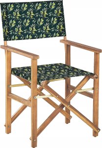 Beliani Zestaw 2 krzeseł ogrodowych akacjowy jasne drewno z białym / wzór w oliwki CINE! 4