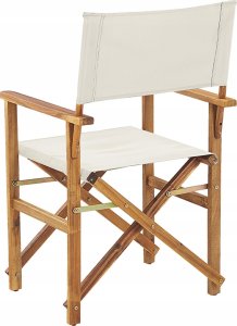 Beliani Zestaw 2 krzeseł ogrodowych akacjowy jasne drewno z białym / wzór w oliwki CINE! 7