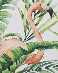 Beliani Zestaw 2 krzeseł ogrodowych akacjowy jasne drewno z białym / wzór we flamingi CINE! 19