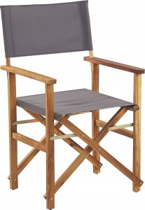 Beliani Zestaw 2 krzeseł ogrodowych akacjowy jasne drewno z szarym / wzór w oliwki CINE! 4