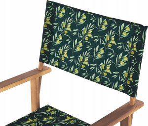 Beliani Zestaw 2 krzeseł ogrodowych akacjowy jasne drewno z szarym / wzór w oliwki CINE! 5