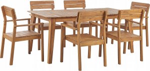Beliani Lumarko Zestaw ogrodowy drewno akacjowe stół i 6 krzeseł FORNELLI! 1
