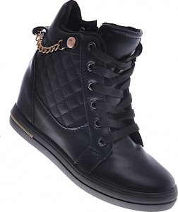 Czarne sneakersy damskie na koturnie /E8-1 12772 T796/ 39 2
