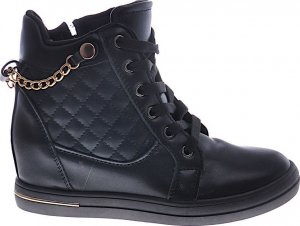 Czarne sneakersy damskie na koturnie /E8-1 12772 T796/ 39 4