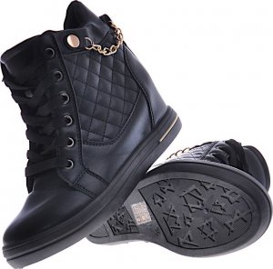 Czarne sneakersy damskie na koturnie /E8-1 12772 T796/ 39 7