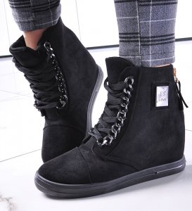 Czarne sneakersy damskie na koturnie /E8-3 12765 T891/ 37 1