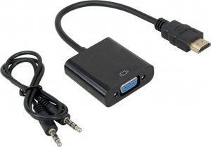 Adapter AV Lanberg Adapter HDMI-AM do VGA + Audio na kablu Lanberg AD-0017-BK Uniwersalny 1