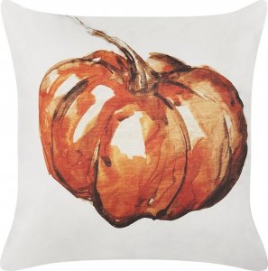 Beliani Lumarko Welurowa poduszka dekoracyjna z motywem dyni 45 x 45 cm beżowa z pomarańczowym CURBITA! 1