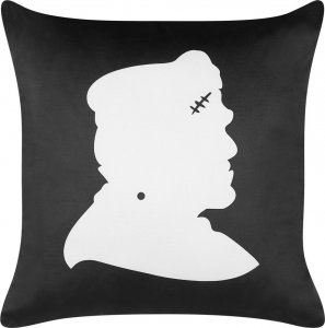 Beliani Lumarko Welurowa poduszka dekoracyjna z motywem Frankensteina 45 x 45 cm czarna z białym FRANKLINIA! 1