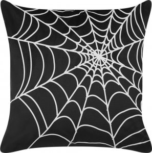 Beliani Lumarko Welurowa poduszka dekoracyjna z motywem w pajęczą sieć 45 x 45 cm czarna z białym LYCORIS! 1