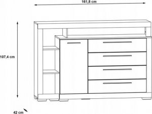 Forte Komoda JULIETTA 162 x 42 x 107cm beton ciemny 4
