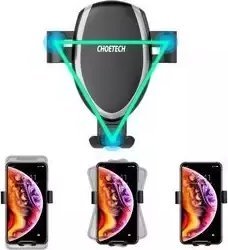 Joyroom Choetech bezprzewodowa ładowarka Qi 10W grawitacyjny uchwyt samochodowy na kokpit deskę rozdzielczą + klips na kratkę wentylacyjną nawiew + kabel micro USB 1,2m czarny (T536-S) 8