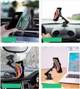 Joyroom Choetech bezprzewodowa ładowarka Qi 10W grawitacyjny uchwyt samochodowy na kokpit deskę rozdzielczą + klips na kratkę wentylacyjną nawiew + kabel micro USB 1,2m czarny (T536-S) 9