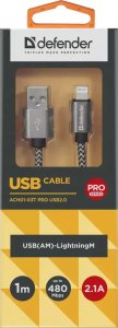Kabel USB Defender USB-A - Lightning 1 m Biały (87809) 2