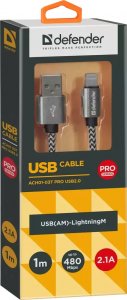 Kabel USB Defender USB-A - Lightning 1 m Biały (87809) 3