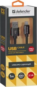 Kabel USB Defender USB-A - Lightning 1 m Czarny (87808) 3