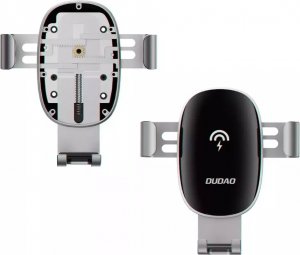 Joyroom Dudao bezprzewodowa ładowarka Qi 15W grawitacyjny uchwyt samochodowy na kratkę wentylacyjną nawiew czarna (F3PRO) 4