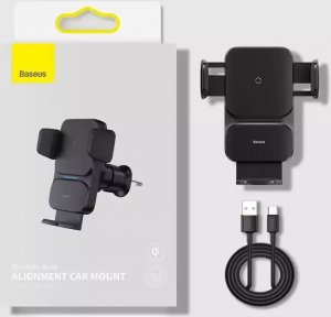 Baseus Uchwyt samochodowy Baseus Wisdom Holder do auta na telefon z ładowarką indukcyjną QI na kratkę Czarny 22