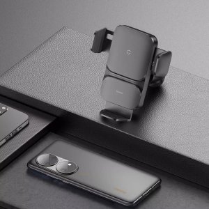 Baseus Uchwyt samochodowy Baseus Wisdom Holder do auta na telefon z ładowarką indukcyjną QI na kratkę Czarny 10
